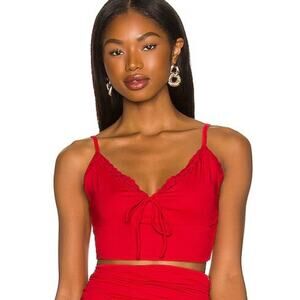 More to Come Cindy‎ Red Crop Top Sleeveless Cami Lace Trim Sz XS Revolve